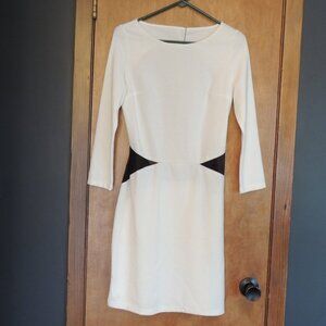 Three Seasons White Long Sleeve Dress Mesh Waist Cutout Size Small NWT